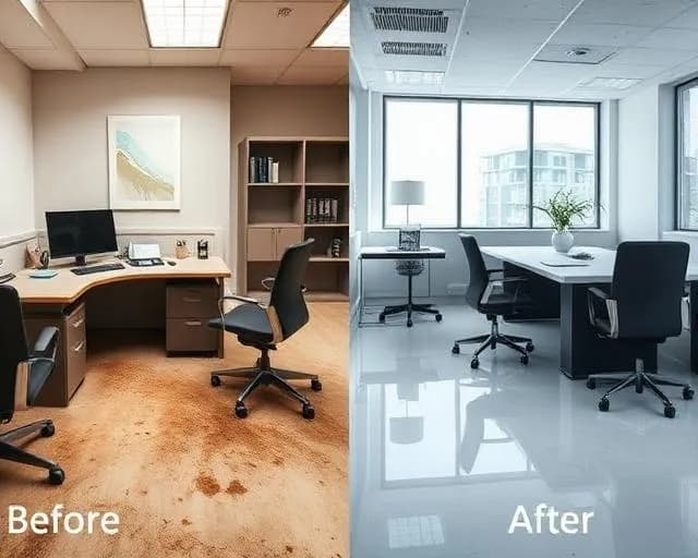 Before and after commercial cleaning transformation